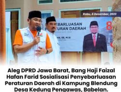 Aleg DPRD Jawa Barat, Bang Haji Faizal Hafan Farid Sosialisasi Penyebarluasan Peraturan Daerah di Kp.Blendung Desa Kedung Pengawas Babelan